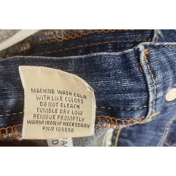 Seven7 Jeans Womens 28x29 Blue Denim Straight Faded Distressed Marbled Stretch - Picture 14 of 16